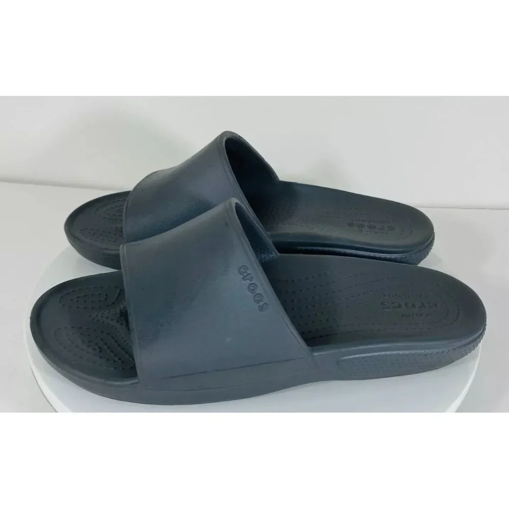 Crocs Comfort Slide Sandals Womens 9 Gray Band Slip On Active‎ Resortwear Gym